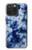 W3439 Fabric Indigo Tie Dye Hard Case and Leather Flip Case For iPhone 15 Pro Max