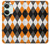 W3421 Black Orange White Argyle Plaid Hard Case and Leather Flip Case For OnePlus Nord 3