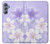 W2361 Purple White Flowers Hard Case and Leather Flip Case For Samsung Galaxy M34 5G