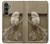 W1386 Paper Sculpture Owl Hard Case and Leather Flip Case For Samsung Galaxy S23 FE