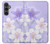 W2361 Purple White Flowers Hard Case and Leather Flip Case For Samsung Galaxy S23 FE