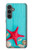 W3428 Aqua Wood Starfish Shell Hard Case and Leather Flip Case For Samsung Galaxy S23 FE