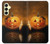 W1083 Pumpkin Spider Candles Halloween Hard Case and Leather Flip Case For Samsung Galaxy A25 5G