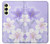 W2361 Purple White Flowers Hard Case and Leather Flip Case For Samsung Galaxy A25 5G