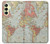 W3418 Vintage World Map Hard Case and Leather Flip Case For Samsung Galaxy A25 5G