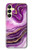 W3896 Purple Marble Gold Streaks Hard Case and Leather Flip Case For Samsung Galaxy A25 5G