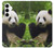 W1073 Panda Enjoy Eating Hard Case and Leather Flip Case For Samsung Galaxy A35 5G