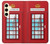 W2059 England British Telephone Box Minimalist Hard Case and Leather Flip Case For Samsung Galaxy S24