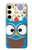 W2521 Cute Nerd Owl Cartoon Hard Case and Leather Flip Case For Samsung Galaxy S24