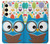 W2521 Cute Nerd Owl Cartoon Hard Case and Leather Flip Case For Samsung Galaxy S24