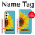 W3039 Vintage Sunflower Blue Hard Case and Leather Flip Case For Samsung Galaxy S24