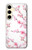 W3707 Pink Cherry Blossom Spring Flower Hard Case and Leather Flip Case For Samsung Galaxy S24