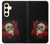 W3753 Dark Gothic Goth Skull Roses Hard Case and Leather Flip Case For Samsung Galaxy S24