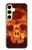 W3881 Fire Skull Hard Case and Leather Flip Case For Samsung Galaxy S24