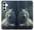 W1516 White Wolf Hard Case and Leather Flip Case For Samsung Galaxy S24 Plus