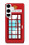 W2059 England British Telephone Box Minimalist Hard Case and Leather Flip Case For Samsung Galaxy S24 Plus