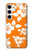 W2245 Hawaiian Hibiscus Orange Pattern Hard Case and Leather Flip Case For Samsung Galaxy S24 Plus