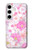 W3036 Pink Sweet Flower Flora Hard Case and Leather Flip Case For Samsung Galaxy S24 Plus