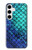 W3047 Green Mermaid Fish Scale Hard Case and Leather Flip Case For Samsung Galaxy S24 Plus