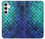 W3047 Green Mermaid Fish Scale Hard Case and Leather Flip Case For Samsung Galaxy S24 Plus