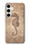 W3214 Seahorse Skeleton Fossil Hard Case and Leather Flip Case For Samsung Galaxy S24 Plus