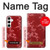 W3817 Red Floral Cherry blossom Pattern Hard Case and Leather Flip Case For Samsung Galaxy S24 Plus