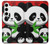 W3929 Cute Panda Eating Bamboo Hard Case and Leather Flip Case For Samsung Galaxy S24 Plus