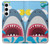 W3947 Shark Helicopter Cartoon Hard Case and Leather Flip Case For Samsung Galaxy S24 Plus