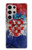 W3313 Croatia Flag Vintage Football Graphic Hard Case and Leather Flip Case For Samsung Galaxy S24 Ultra