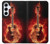 W0415 Fire Guitar Burn Hard Case and Leather Flip Case For Samsung Galaxy A55 5G