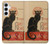 W2739 Chat Noir Black Cat Vintage Hard Case and Leather Flip Case For Samsung Galaxy A55 5G