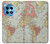 W3418 Vintage World Map Hard Case and Leather Flip Case For OnePlus 12R