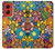 W3281 Colorful Hippie Flowers Pattern Hard Case and Leather Flip Case For Motorola Moto G Stylus 5G (2024)