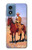 W0772 Cowboy Western Hard Case and Leather Flip Case For Motorola Moto G Play 4G (2024)