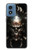 W1027 Hardcore Metal Skull Hard Case and Leather Flip Case For Motorola Moto G Play 4G (2024)