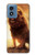 W1957 Lion Aslan Hard Case and Leather Flip Case For Motorola Moto G Play 4G (2024)