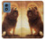 W1957 Lion Aslan Hard Case and Leather Flip Case For Motorola Moto G Play 4G (2024)