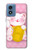 W3025 Pink Maneki Neko Lucky Cat Hard Case and Leather Flip Case For Motorola Moto G Play 4G (2024)