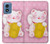 W3025 Pink Maneki Neko Lucky Cat Hard Case and Leather Flip Case For Motorola Moto G Play 4G (2024)