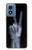 W3101 X-ray Peace Sign Fingers Hard Case and Leather Flip Case For Motorola Moto G Play 4G (2024)