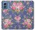 W3265 Vintage Flower Pattern Hard Case and Leather Flip Case For Motorola Moto G Play 4G (2024)