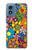 W3281 Colorful Hippie Flowers Pattern Hard Case and Leather Flip Case For Motorola Moto G Play 4G (2024)