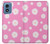 W3500 Pink Floral Pattern Hard Case and Leather Flip Case For Motorola Moto G Play 4G (2024)