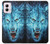 W0752 Blue Fire Grim Wolf Hard Case and Leather Flip Case For Motorola Moto G Power 5G (2024)