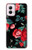 W3112 Rose Floral Pattern Black Hard Case and Leather Flip Case For Motorola Moto G Power 5G (2024)