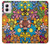 W3281 Colorful Hippie Flowers Pattern Hard Case and Leather Flip Case For Motorola Moto G Power 5G (2024)