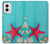 W3428 Aqua Wood Starfish Shell Hard Case and Leather Flip Case For Motorola Moto G Power 5G (2024)