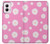 W3500 Pink Floral Pattern Hard Case and Leather Flip Case For Motorola Moto G Power 5G (2024)