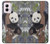 W3793 Cute Baby Panda Snow Painting Hard Case and Leather Flip Case For Motorola Moto G Power 5G (2024)