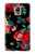 W3112 Rose Floral Pattern Black Hard Case and Leather Flip Case For Samsung Galaxy Note 4